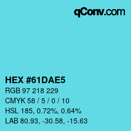 カラーコード: HEX #61DAE5 | qconv.com