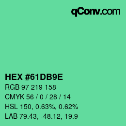 Color code: HEX #61DB9E | qconv.com