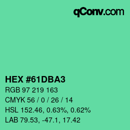 カラーコード: HEX #61DBA3 | qconv.com