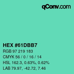颜色代码: HEX #61DBB7 | qconv.com