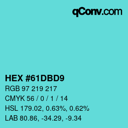 Color code: HEX #61DBD9 | qconv.com