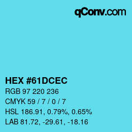 颜色代码: HEX #61DCEC | qconv.com