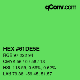 Farbcode: HEX #61DE5E | qconv.com