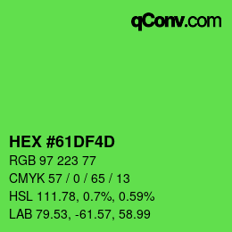 カラーコード: HEX #61DF4D | qconv.com