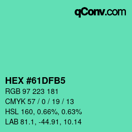 カラーコード: HEX #61DFB5 | qconv.com