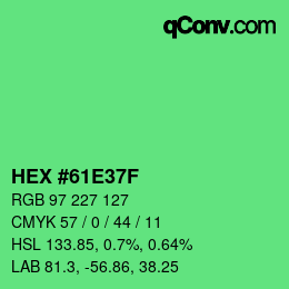 Color code: HEX #61E37F | qconv.com
