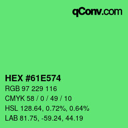 カラーコード: HEX #61E574 | qconv.com