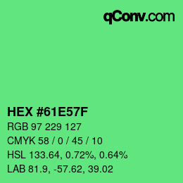 Color code: HEX #61E57F | qconv.com