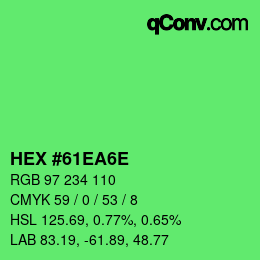 Color code: HEX #61EA6E | qconv.com