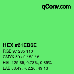 颜色代码: HEX #61EB6E | qconv.com