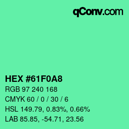 Color code: HEX #61F0A8 | qconv.com