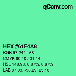 Color code: HEX #61F4A8 | qconv.com