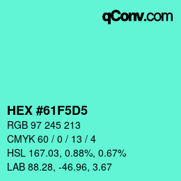 Color code: HEX #61F5D5 | qconv.com