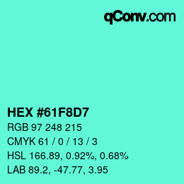 Color code: HEX #61F8D7 | qconv.com