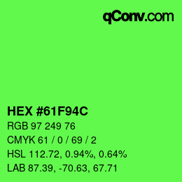 Color code: HEX #61F94C | qconv.com