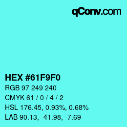 Color code: HEX #61F9F0 | qconv.com