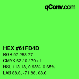 カラーコード: HEX #61FD4D | qconv.com