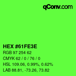 Color code: HEX #61FE3E | qconv.com