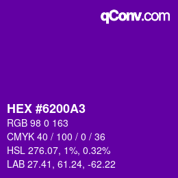 Farbcode: HEX #6200A3 | qconv.com