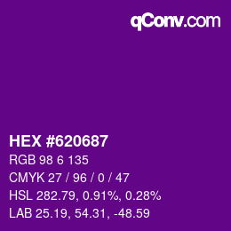 Code couleur: HEX #620687 | qconv.com