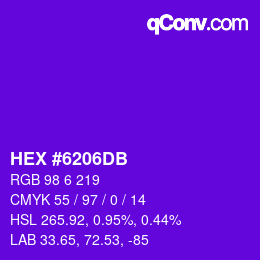 颜色代码: HEX #6206DB | qconv.com