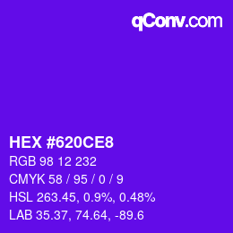 Color code: HEX #620CE8 | qconv.com