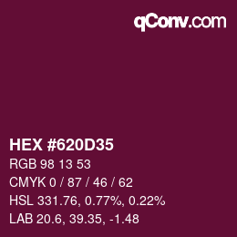 颜色代码: HEX #620D35 | qconv.com