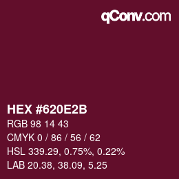 Color code: HEX #620E2B | qconv.com