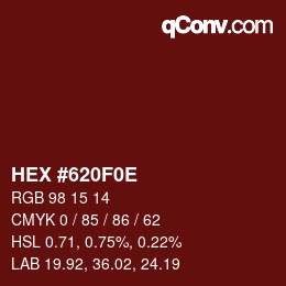 Color code: HEX #620F0E | qconv.com