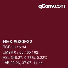 Farbcode: HEX #620F22 | qconv.com