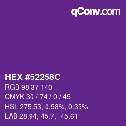 Color code: HEX #62258C | qconv.com