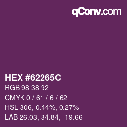 Color code: HEX #62265C | qconv.com