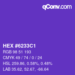 カラーコード: HEX #6233C1 | qconv.com