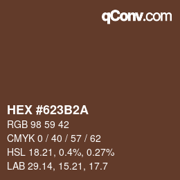 Color code: HEX #623B2A | qconv.com