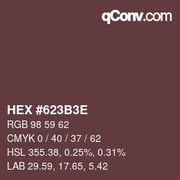 Color code: HEX #623B3E | qconv.com