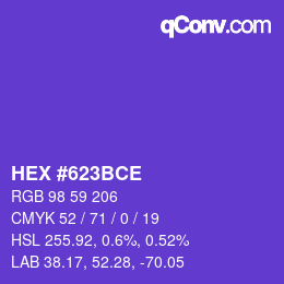 Color code: HEX #623BCE | qconv.com