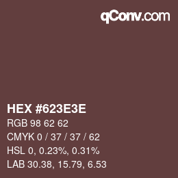 Color code: HEX #623E3E | qconv.com