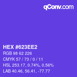 カラーコード: HEX #623EE2 | qconv.com
