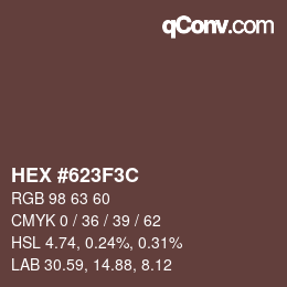 Color code: HEX #623F3C | qconv.com