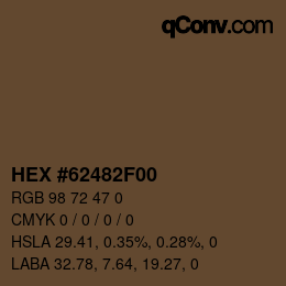Color code: HEX #62482F00 | qconv.com