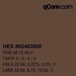 颜色代码: HEX #62483800 | qconv.com
