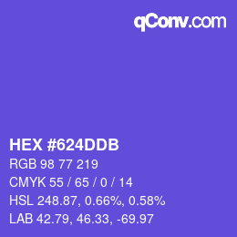 颜色代码: HEX #624DDB | qconv.com