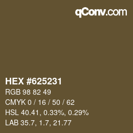 颜色代码: HEX #625231 | qconv.com