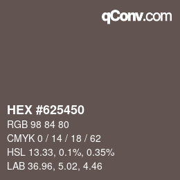 Color code: HEX #625450 | qconv.com