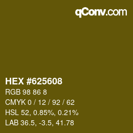颜色代码: HEX #625608 | qconv.com