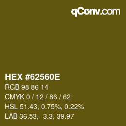 Color code: HEX #62560E | qconv.com