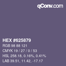 Color code: HEX #625879 | qconv.com