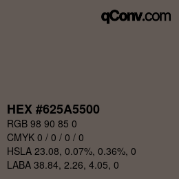 Color code: HEX #625A5500 | qconv.com