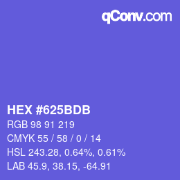 Color code: HEX #625BDB | qconv.com