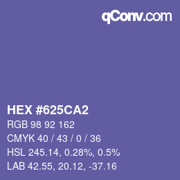 カラーコード: HEX #625CA2 | qconv.com